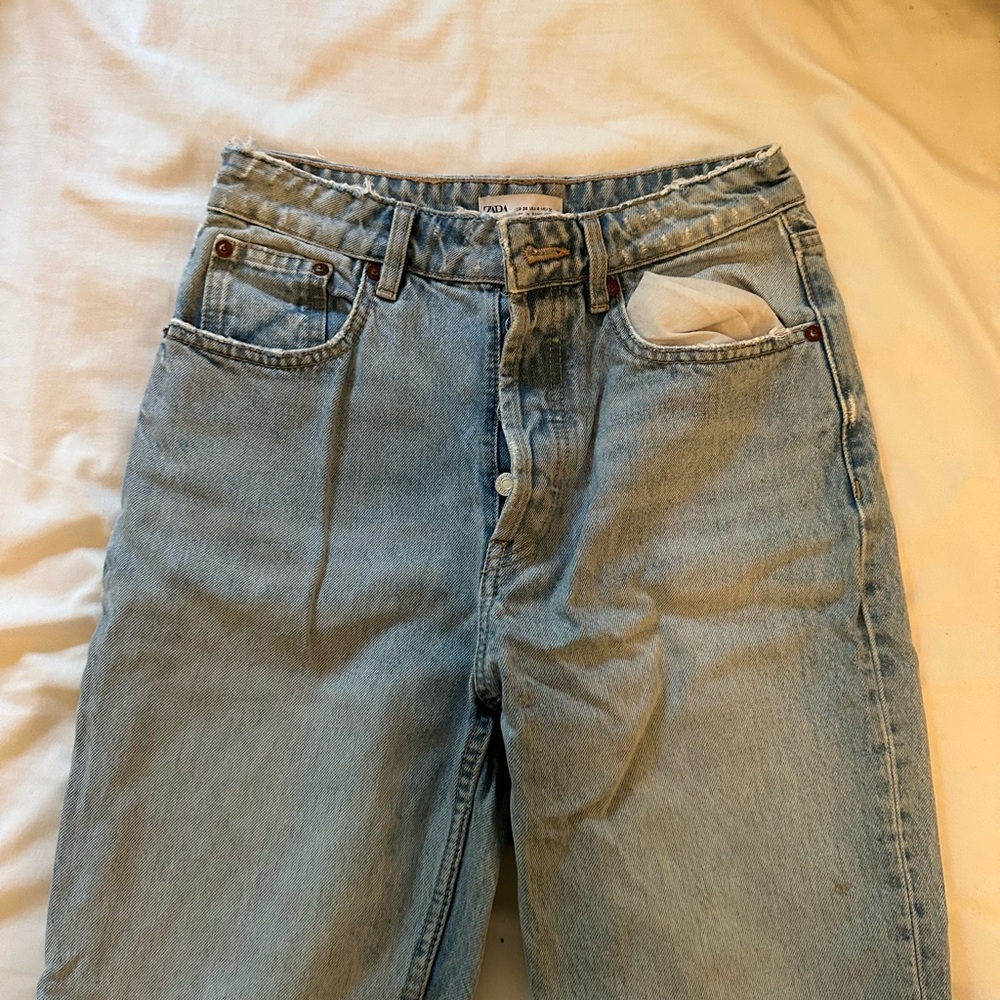 Zara Light Blue Straight Leg Jeans
